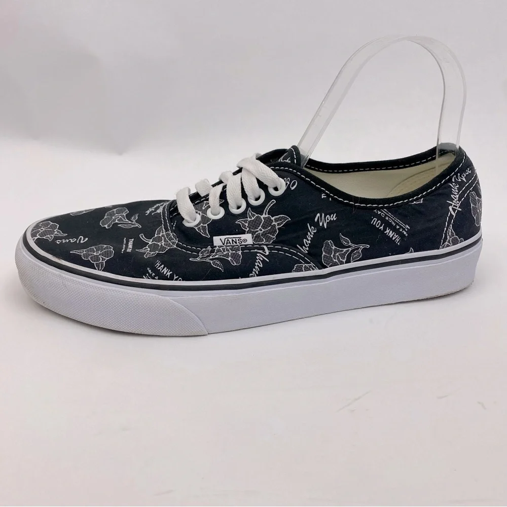 VANS Authentic Thank You Floral Black Women's Sneakers Color Black/White SZ 10.5 - Picture 6 of 10
